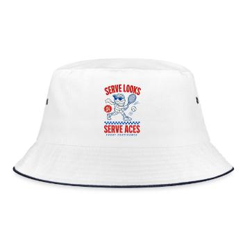 Serve Looks Serve Aces – Cooler Tennisfrosch - Bucket Hat - Weiß/Navy - Vorne