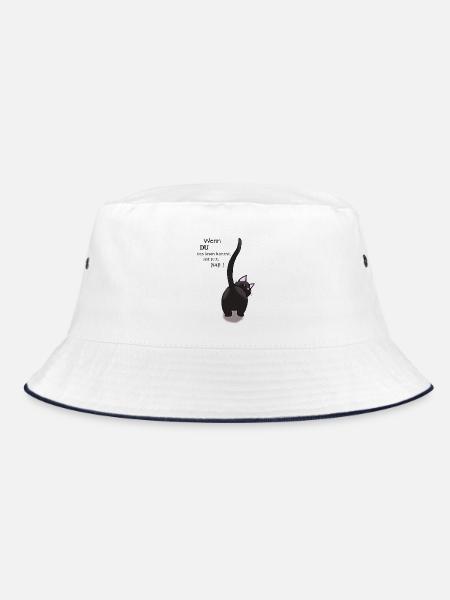 Introvertiert Katzen Motiv - Bucket Hat - Weiß/Navy