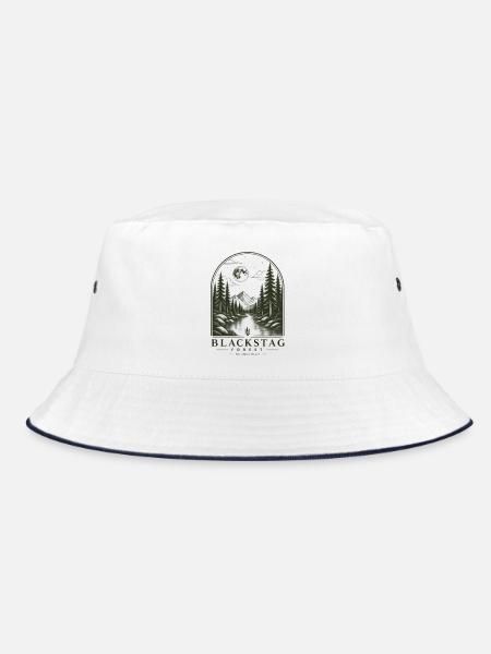 Ruhe Wald Mondlicht Gebirge - Bucket Hat - Weiß/Navy