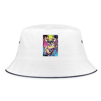 Koala - Bucket Hat - Weiß/Navy - Vorne