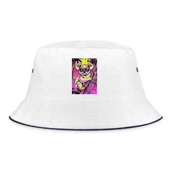 Koala - Bucket Hat - Weiß/Navy - Vorne