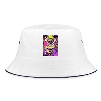 Koala - Bucket Hat - Weiß/Navy - Vorne