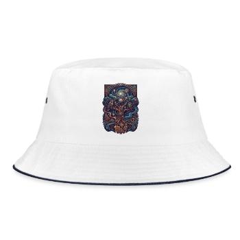 Kosmischer Lebensbaum - Bucket Hat - Weiß/Navy - Vorne