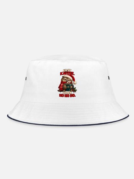 Erst Kaffee, Dann Ho Ho Ho Eule - Bucket Hat - Weiß/Navy