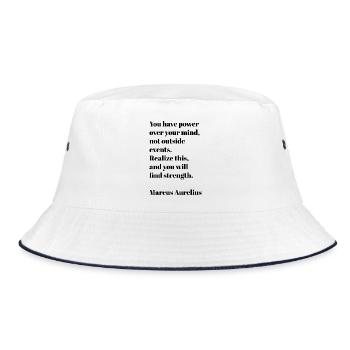 Marcus Aurelius motivierendes stoisches Zitat - Bucket Hat - Weiß/Navy - Vorne
