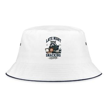 Late Night Snacking Society Waschbär - Bucket Hat - Weiß/Navy - Vorne