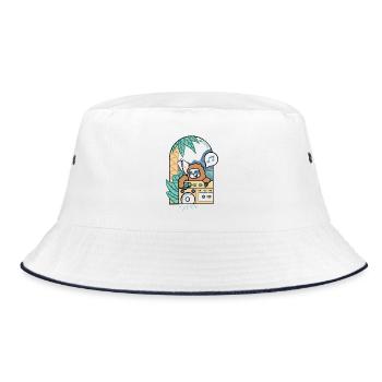 Faulheit pumpt Fettschläge an der Küste - Bucket Hat - Weiß/Navy - Vorne