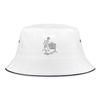 Skelettmechaniker in der Werkstatt - Bucket Hat - Weiß/Navy - Vorne