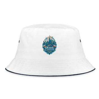 Plzeň Skyline – Stolz & Heimat Pilsen Design - Bucket Hat - Weiß/Navy - Vorne
