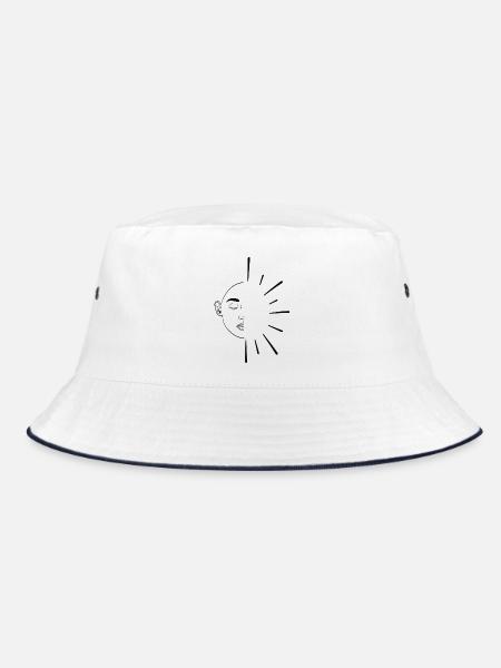 Liniensonne Gesichts-Sonnenburst - Bucket Hat - Weiß/Navy
