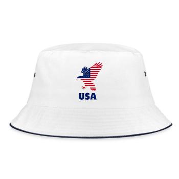 Flag verwenden - Bucket Hat - Weiß/Navy - Vorne