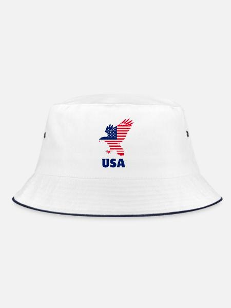 Flag verwenden - Bucket Hat - Weiß/Navy
