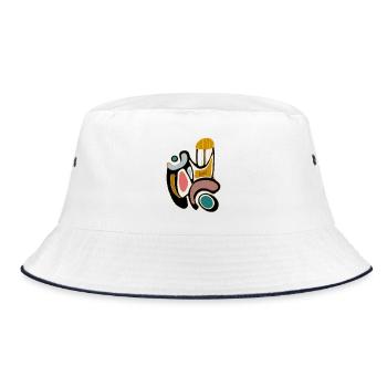 minimalist - Bucket Hat - Weiß/Navy - Vorne