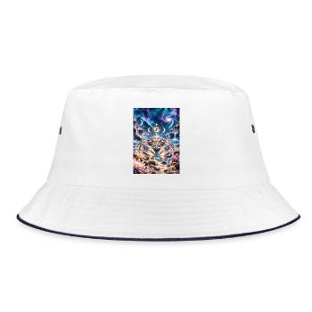Kosmischer Krebs im Sternmeer - Bucket Hat - Weiß/Navy - Vorne