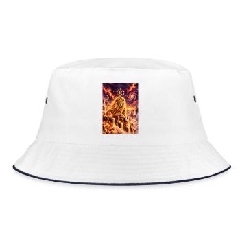 Löwe im kosmischen Feuerreich - Bucket Hat - Weiß/Navy - Vorne