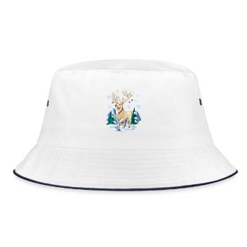 Winterrentiere im geometrischen Stil - Bucket Hat - Weiß/Navy - Vorne