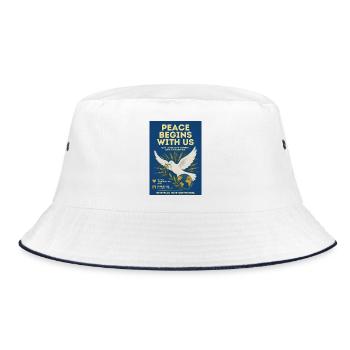 Frieden beginnt mit uns - Bucket Hat - Weiß/Navy - Vorne