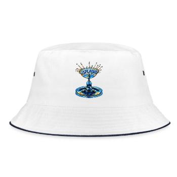 "Splash" - Bucket Hat - Weiß/Navy - Vorne