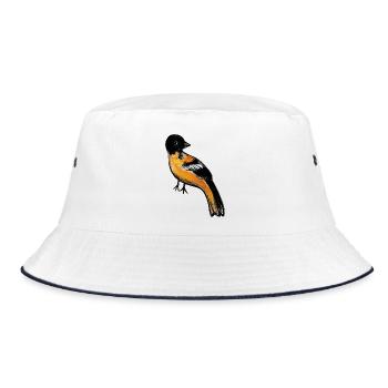 Crimson Robin auf Mitternacht - Bucket Hat - Weiß/Navy - Vorne