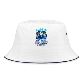 County Dublin Vampire And Coffee Obsession - Bucket Hat - Weiß/Navy - Vorne