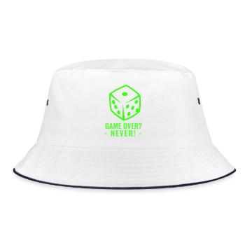 GAME OVER? - NEVER! - Bucket Hat - Weiß/Navy - Vorne
