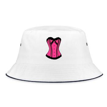 Pinker Korsett Noir-Kontrast - Bucket Hat - Weiß/Navy - Vorne