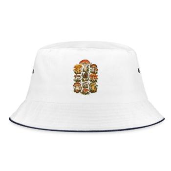 Vintage Pilze Sammler Natur Liebhaber T-Shirt - Bucket Hat - Weiß/Navy - Vorne