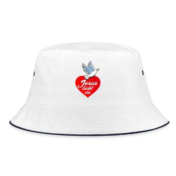 Jesus liebt eu - Bucket Hat - Weiß/Navy - Vorne