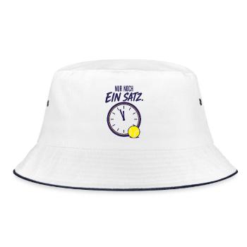 Tennis Spruch Nur noch ein Satz Tennisspieler - Bucket Hat - Weiß/Navy - Vorne