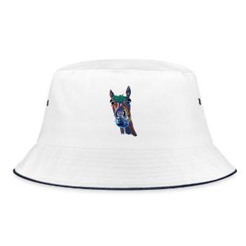 Buntes Pferdeporträt Farbschimmer - Bucket Hat - Weiß/Navy - Vorne