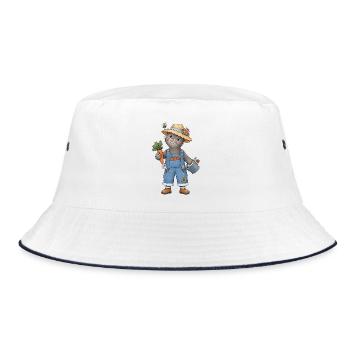 Gartenfreude mit dem kleinen Maulwurf Gärtner - Bucket Hat - Weiß/Navy - Vorne