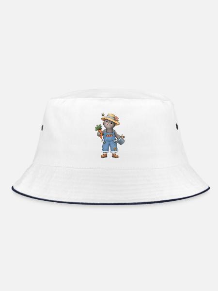Gartenfreude mit dem kleinen Maulwurf Gärtner - Bucket Hat - Weiß/Navy