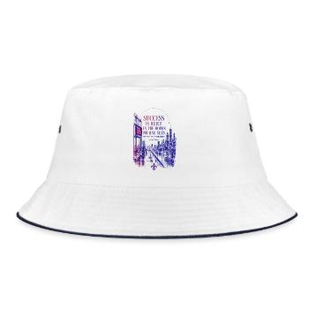 Success Quote – Focus, Discipline & Motivation - Bucket Hat - Weiß/Navy - Vorne