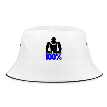 Gebe immer 100% - Bucket Hat - Weiß/Navy - Vorne