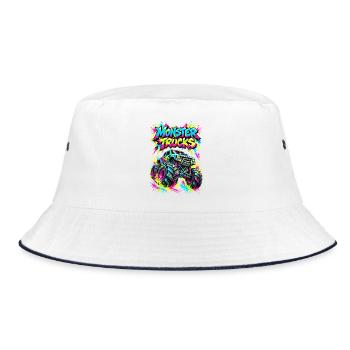 Monster Trucks Graffiti Neon - Bucket Hat - Weiß/Navy - Vorne