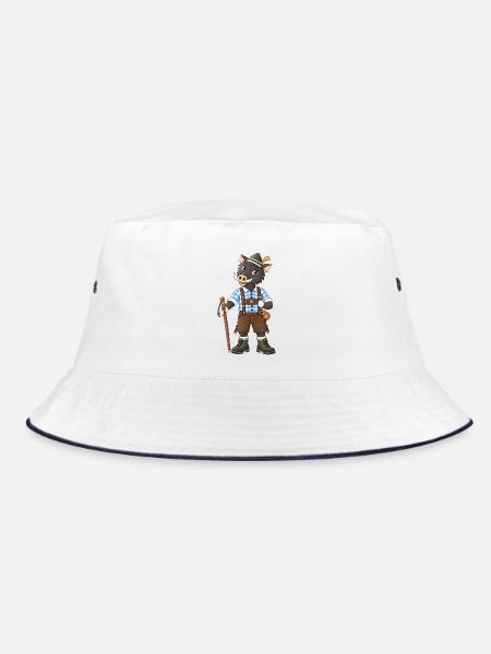 Wander Wildschwein in Bayern Tracht - Bucket Hat - Weiß/Navy