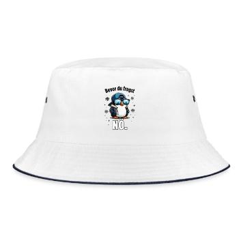 Pingu mit Hoodie und NÖ - Bucket Hat - Weiß/Navy - Vorne