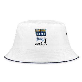 Game Time Retro Controller Entwicklung - Bucket Hat - Weiß/Navy - Vorne