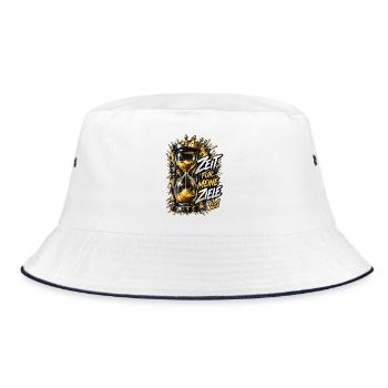 Königliche Stunde: Zeit Für Meine Zeile - Bucket Hat - Weiß/Navy - Vorne