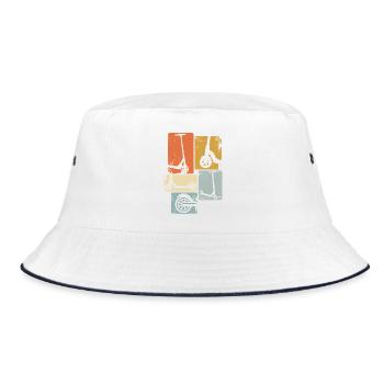 Roller Tretroller Scooter Vintage Retro Motiv - Bucket Hat - Weiß/Navy - Vorne