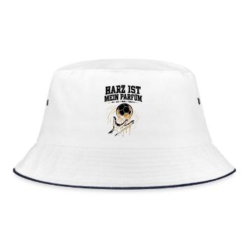 Handballer Geschenk – Harz statt Parfüm - Bucket Hat - Weiß/Navy - Vorne