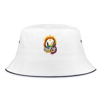 Headset Humor: Ein-Aus Spruch - Bucket Hat - Weiß/Navy - Vorne