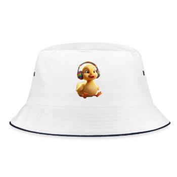 Rainbow-Küken mit Kopfhörern - Bucket Hat - Weiß/Navy - Vorne