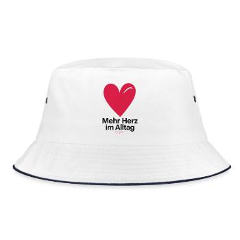 Mehr Herz im Alltag - Bucket Hat - Weiß/Navy - Vorne