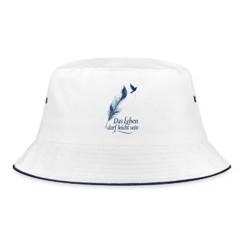 Das Leben darf leicht sein - Bucket Hat - Weiß/Navy - Vorne