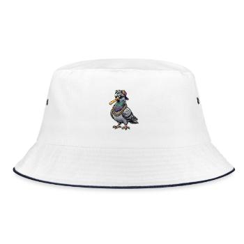Hip Hop Pommes Taube - Bucket Hat - Weiß/Navy - Vorne