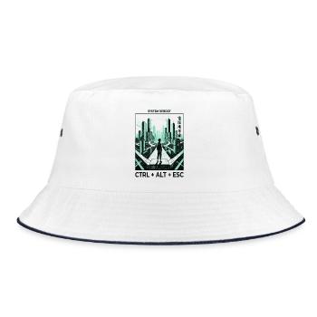 Reboot Skyline CTRL ALT ESC - Bucket Hat - Weiß/Navy - Vorne