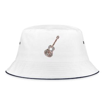 Gitarre Wortwolke - Rock & Roll Fingerpicking - Bucket Hat - Weiß/Navy - Vorne