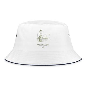 Ctrl Alt Esc Neon Stadt - Bucket Hat - Weiß/Navy - Vorne