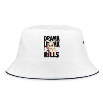 Horror-Lama mit Messer – Drama Llama Kills - Bucket Hat - Weiß/Navy - Vorne